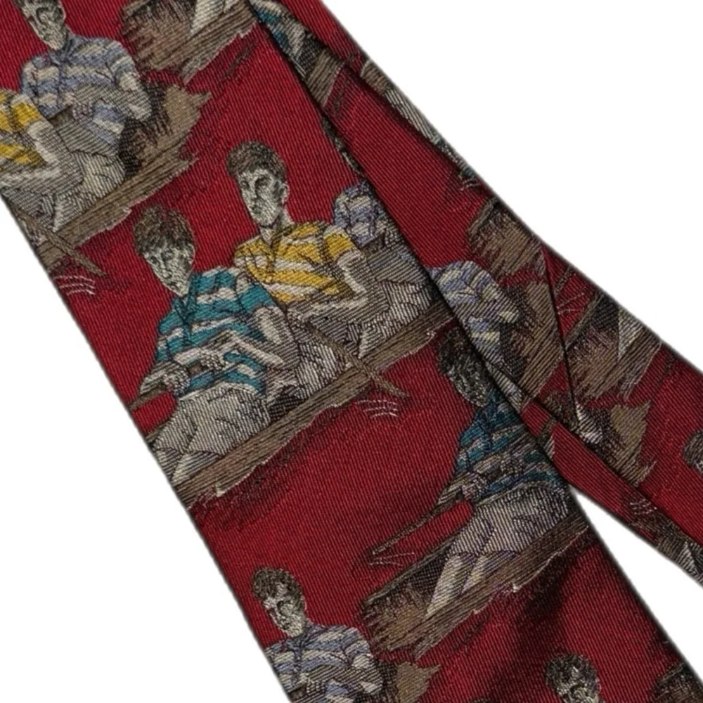Polo‎ Ralph Lauren x Neiman Marcus - Vintage Nautical Red Rowing Crew Silk Tie